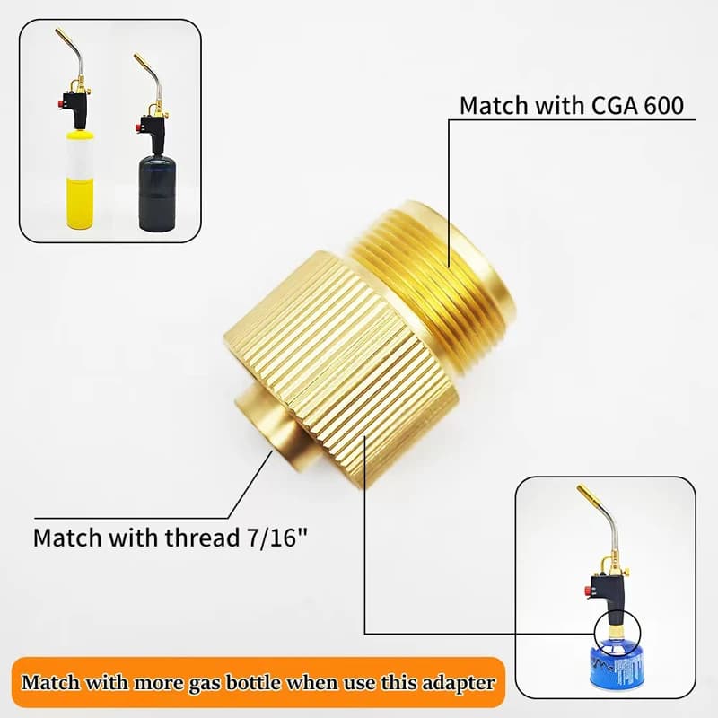 Valve adapter gas tank stove 1 "-20 UNF to 7/16"-28UNF for MAPP Gas Camping gas cooker valve adapter Lindal