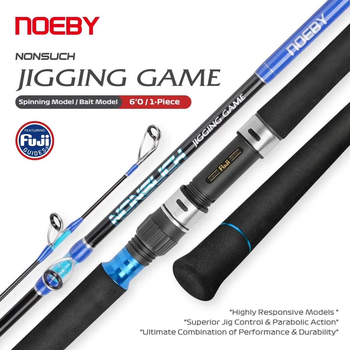 NOEBY Jigging Gioco Canna da pesca 1.83m 1 pezzo Fuji Guide Mulinello Sedili Spinning Casting Rods Gioco pesante Tonno Grande gioco Canna da pesca