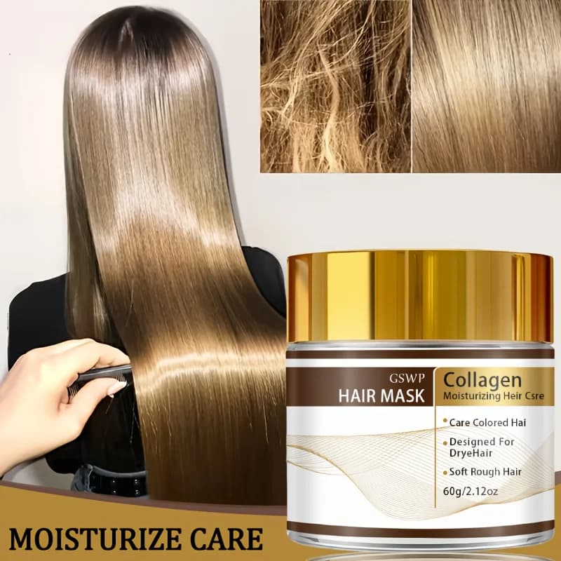 Maschera per capelli al collagene marocchino GSWP, profondamente idratante, adatta per il miglioramento immediato dei capelli secchi, ricci e danneggiati. 60/120g