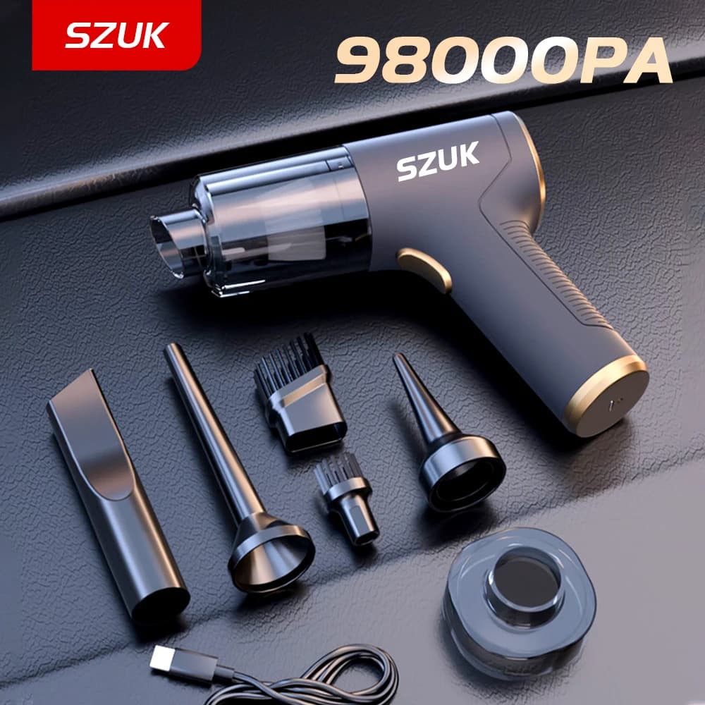 SZUK 98000PA Mini Aspirapolvere per Auto Potente Macchina per la Pulizia Forte Aspirazione Palmare per Auto Casa Pulitore Wireless Portatile