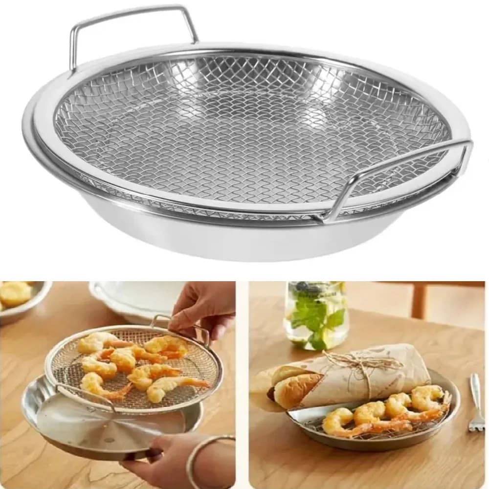 Filtro alimentare circolare in acciaio inossidabile, setaccio, cestino, facile da pulire nella cucina di casa, drenaggio duraturo, compatibile con fryin