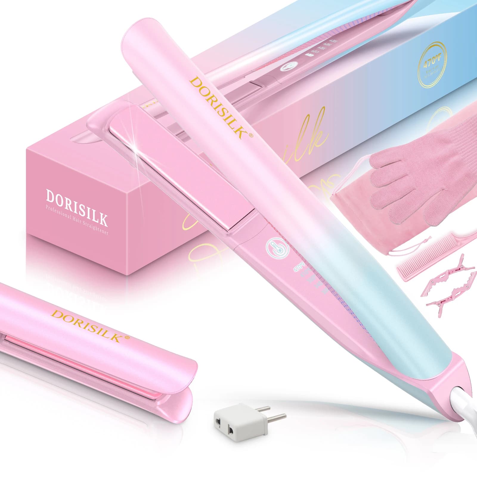 Piastra per capelli Ferro da stiro a doppia tensione leggero colorato per salone professionale da viaggio Ferro da stiro e arricciacapelli in ceramica