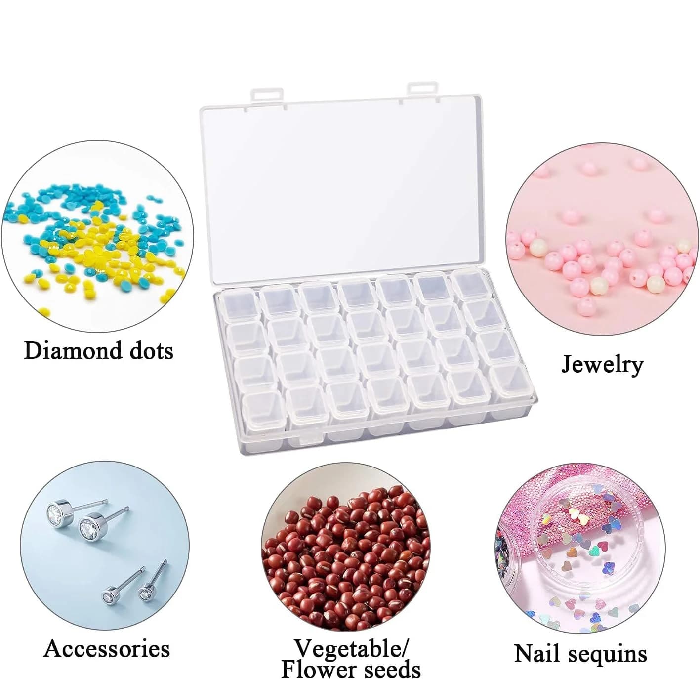 28/56 compartments adult diamond painting set storage box, portable bead jewelry storage box, for diamond painting accessories a