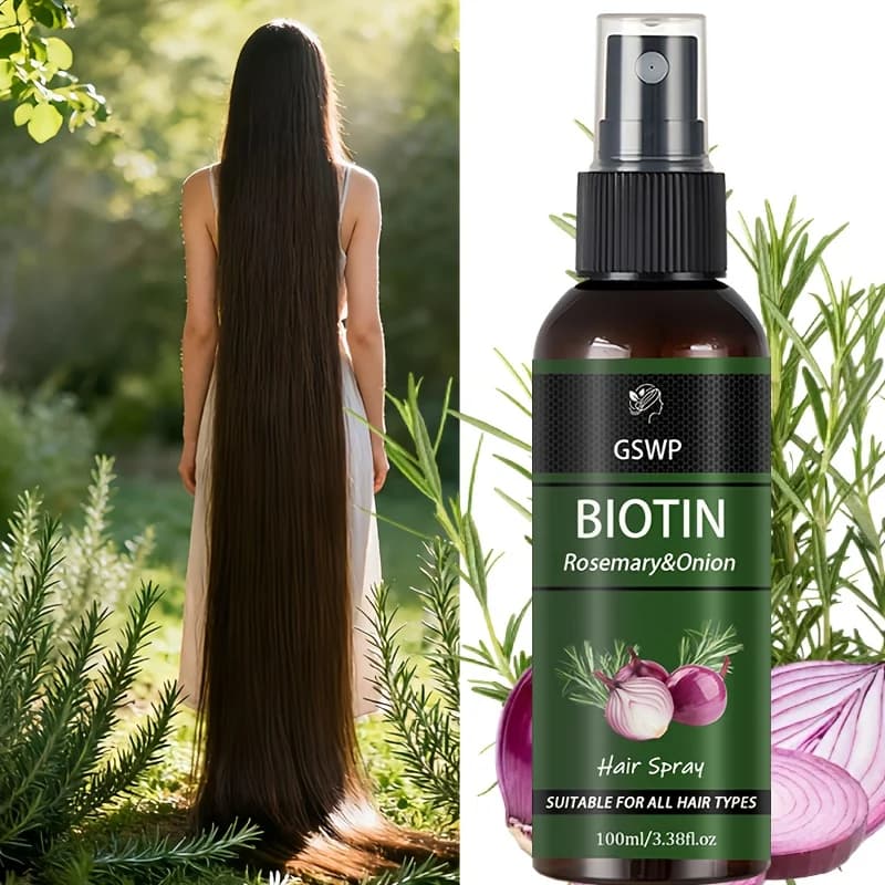 GSWP Spray per la Cura dei Capelli con Biotina, Rosmarino e Cipolla, per Capelli Crespi e con Doppie Punte, Idrata Profondamente, Nutre, Ripara i Danni. 100/200ml