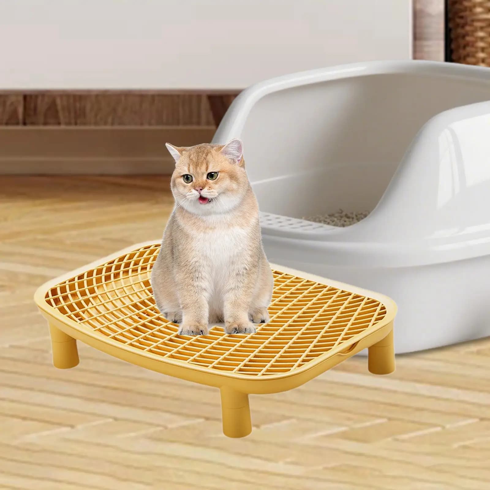 Grande tappetino per lettiera per gatti con design anti-tracciamento, vassoio pieghevole per lettiera per gattini, per soggiorno, camera da letto, mantiene il pavimento