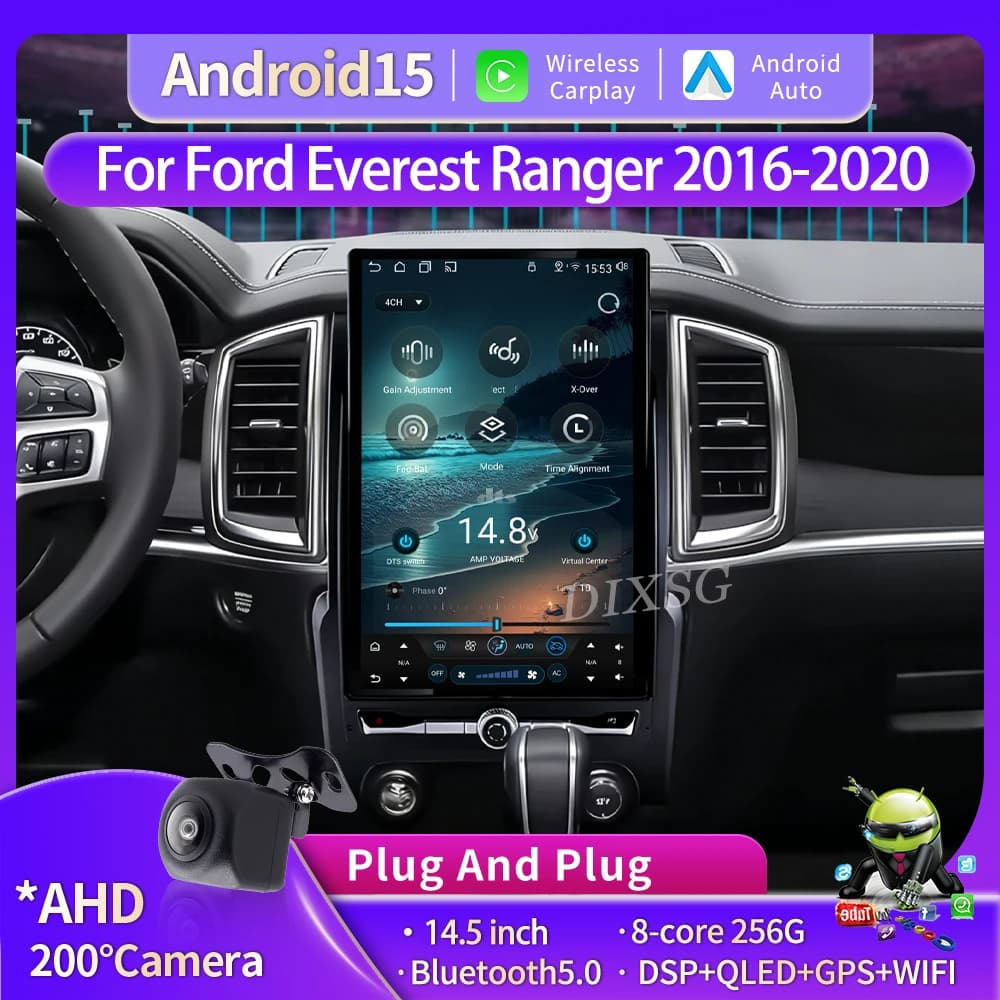 Autoradio Android 15 da 14,5 Pollici per Ford Everest Ranger 2016-2020, Lettore Multimediale Video con GPS, Navigazione, Carplay Wireless e Bluetooth
