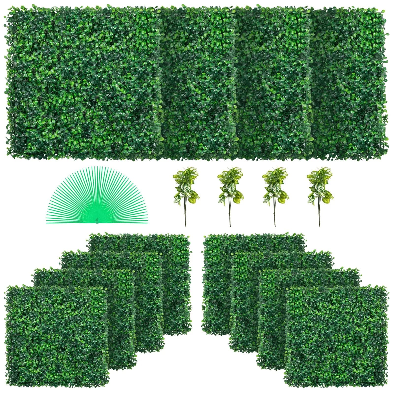 20 x 20 pollici Pianta Artificiale Pareti Foglio Siepe Erba Zerbino Verde Pannelli Recinzione Decorazioni Per La Casa Piante Finte Giardino Simulato Prato