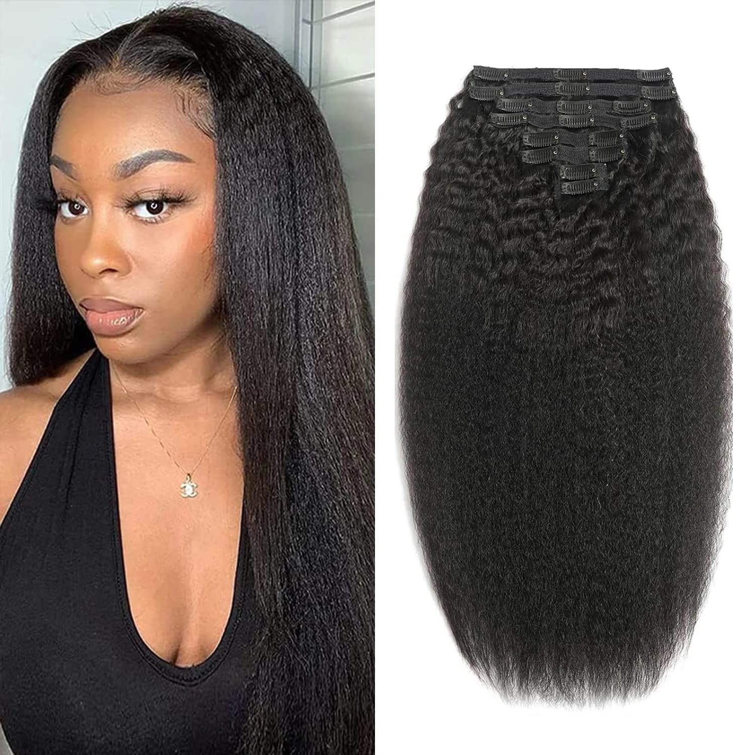 Clip diritta crespa nelle estensioni dei capelli Testa piena per le donne 120G 240G per confezione Capelli umani Remy brasiliani 8 pezzi Clip di estensioni