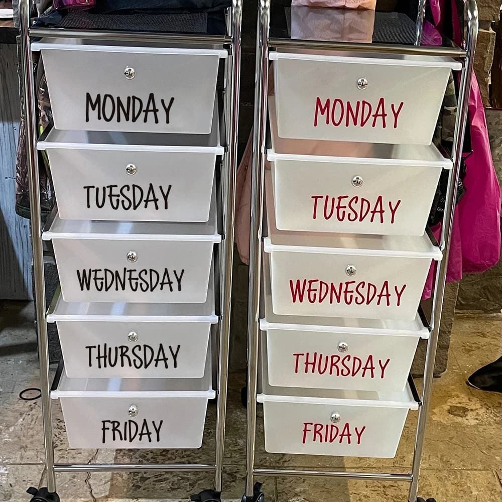 Etichette Giorni della settimana Decalcomanie Organizzazione personalizzata Etichetta per cassetti Adesivo in vinile Sottobusta per aula Organizzazione decalcomania Decor