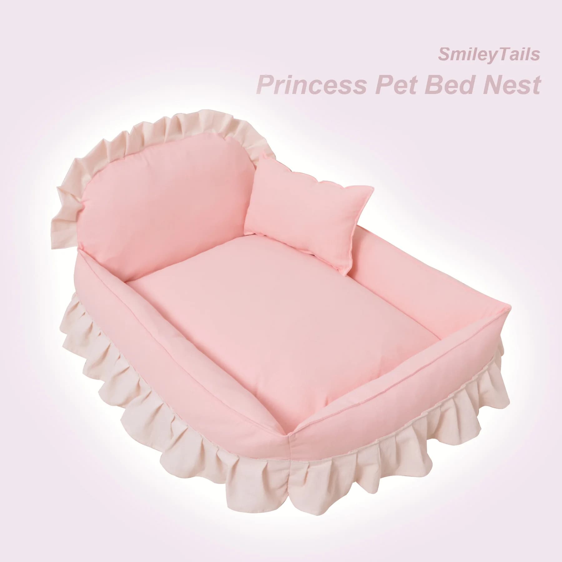 SmileyTails Nido per animali domestici Principessa di lusso Letto accogliente Divano Panca Cane Gatto Cucciolo Gattino Cuccia Nido Divano Cuscino Articoli Pizzo rosa