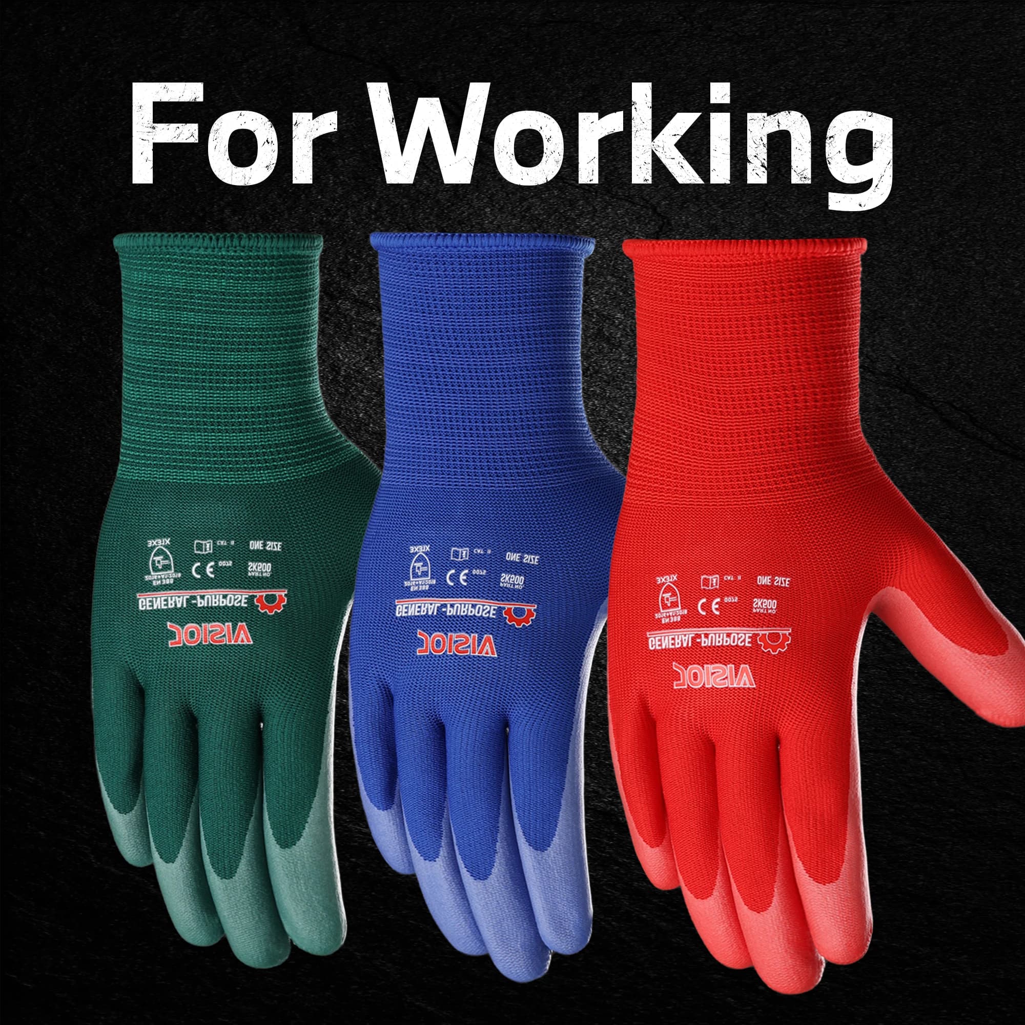3 paia di guanti da lavoro in schiuma di nitrile resistenti, antiscivolo, traspiranti e flessibili per giardinaggio, settore automobilistico, meccanica