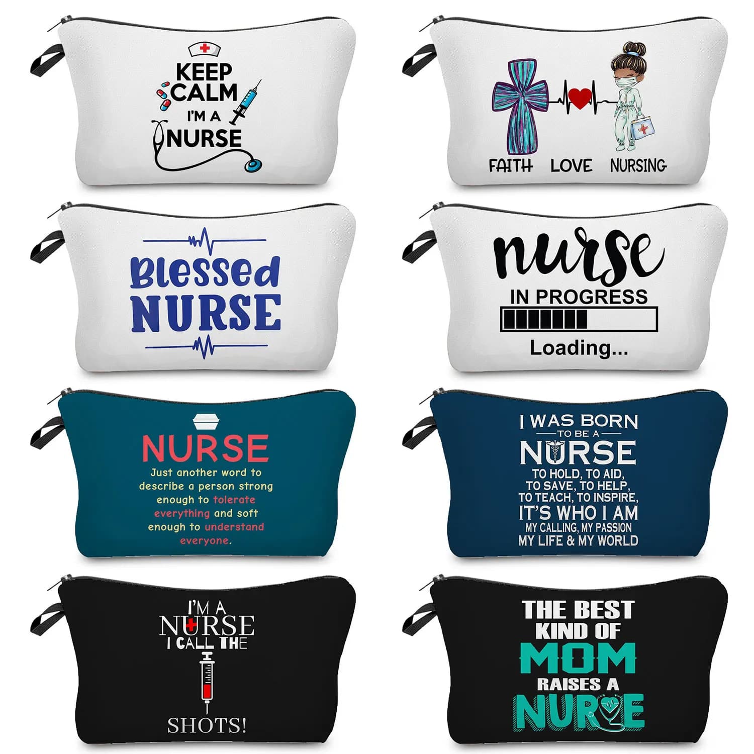 Borsa cosmetica per infermiera con stampa di lettere di cartone animato borsa per il trucco regalo per medico ospedaliero borsa da viaggio per Organizer da viaggio per donna Kit da toilette astuccio per ragazza