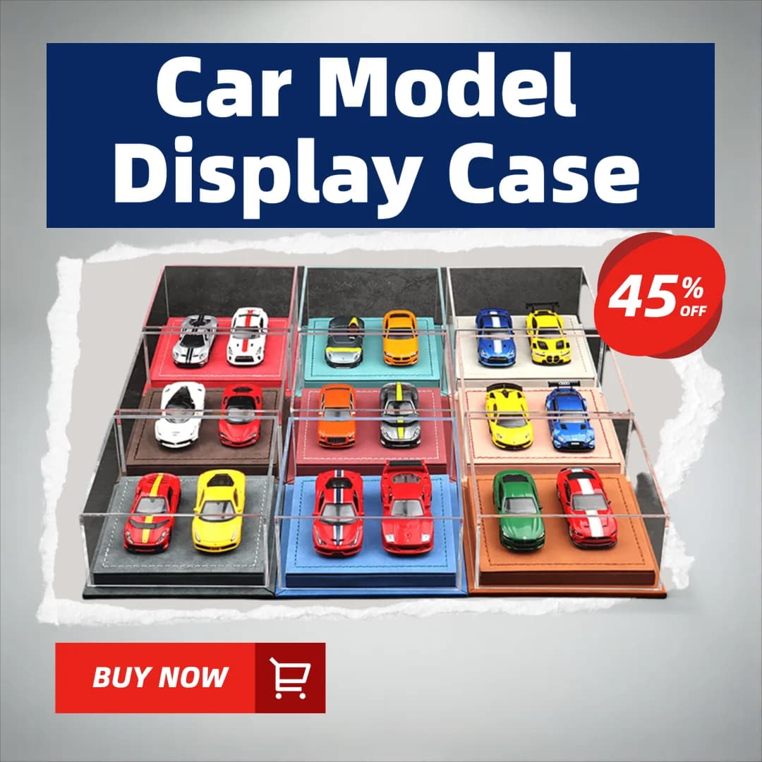 Vetrina per due modelli di auto in scala 1/64 per accessori per la decorazione domestica Robusto organizzatore multifunzionale per modelli di veicoli Coperchio in acrilico trasparente