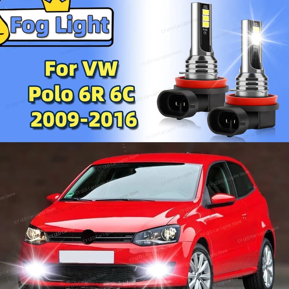2 pezzi LED auto fendinebbia anteriori per VW Polo 6R 6C 2009 2010 2011 2012 2013 2014 2015 2016 6000K Canbus accessorio auto