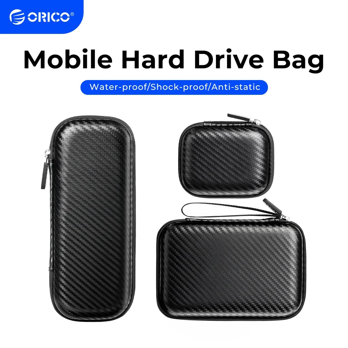 Custodia rigida protettiva portatile ORICO Custodia organizer in EVA antiurto per cavo di ricarica USB SSD per disco rigido esterno da 2,5 pollici