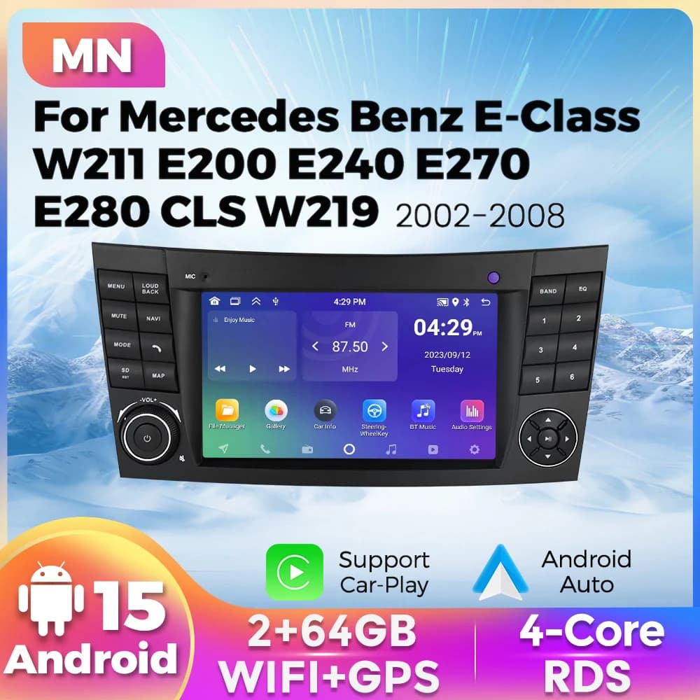Navifly 2din Android autoradio lettore GPS per Mercedes Benz classe E W211 E200 E220 E300 E350 E240 E270 E280 W219 Carplay Stereo