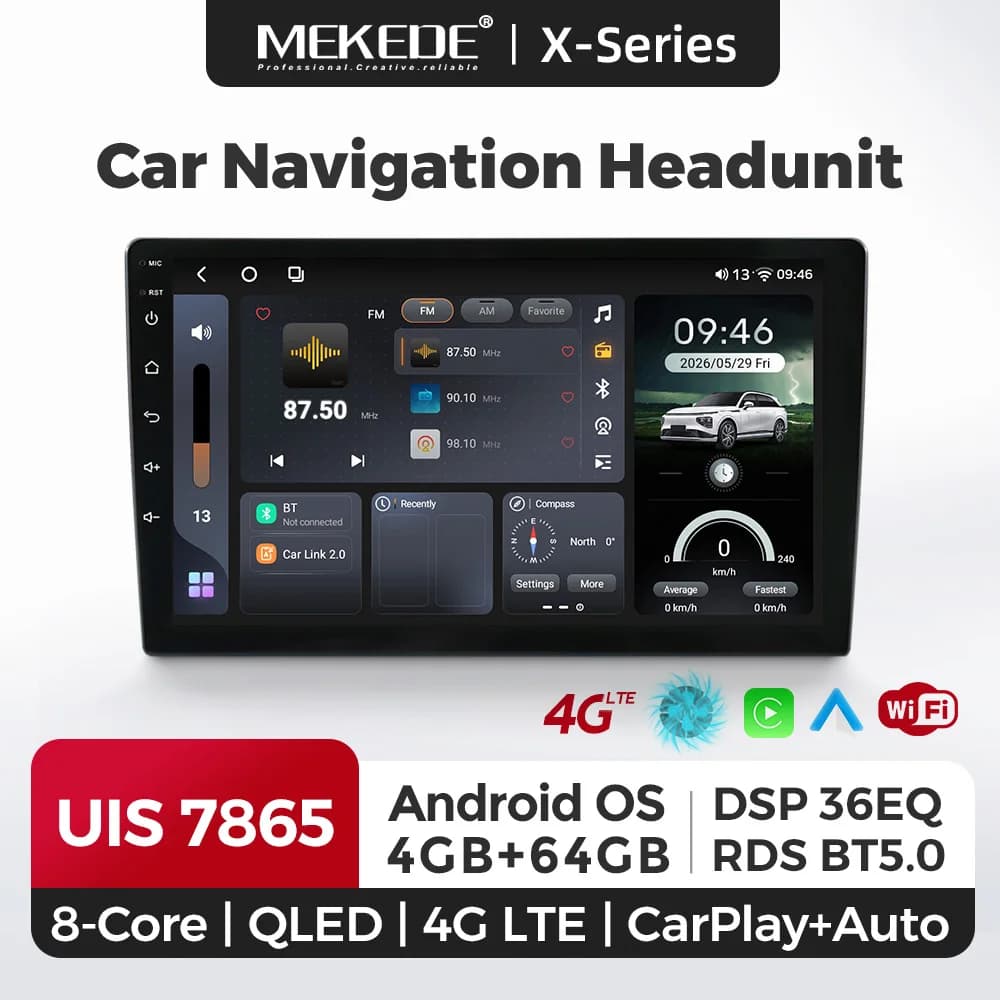 Android Universal 9/10 Inch Car Radio DVD-Player 4G+64G 8-Core UIS7865 Wireless Carplay AUTO Navigation GPS Intelligent Systems