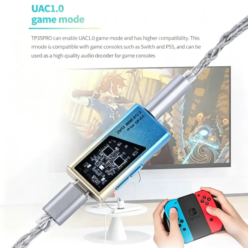 EPZ TP35 Pro HiFi Headphone Audio Type C USB C DAC AMP Decoder Portable Amplifier CS43198X2 Decoder Support EQ Mic Call Dongle