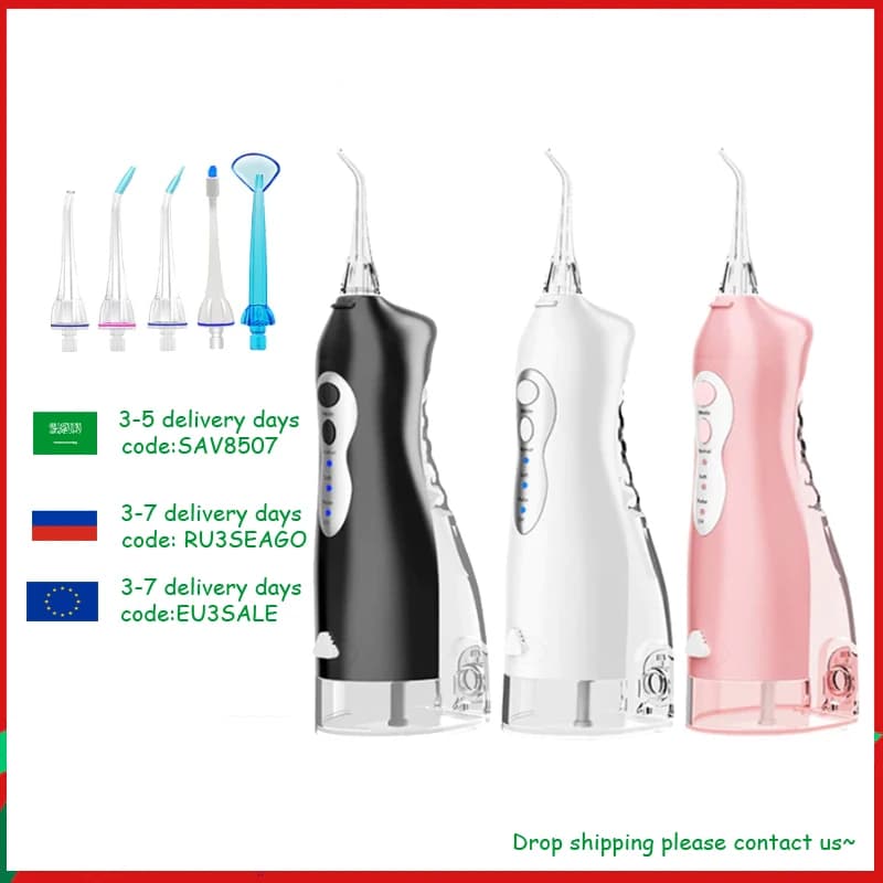 Portable Oral Sprinkler 255ml Water Flosser USB Rechargeable Teeth Whitening Dental Sprinkler Bretelles for Detergent for Teeth
