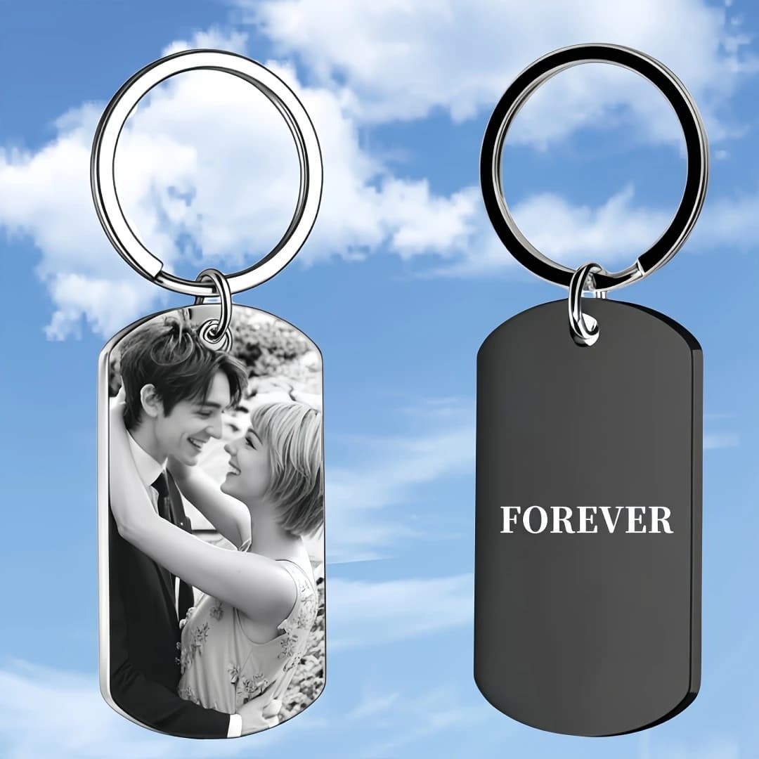 Personalized Stainless Steel Laser Engraved Keychain Gift For Boyfriend Girlfriend Mom Dad Valentine Christmas Father's Day