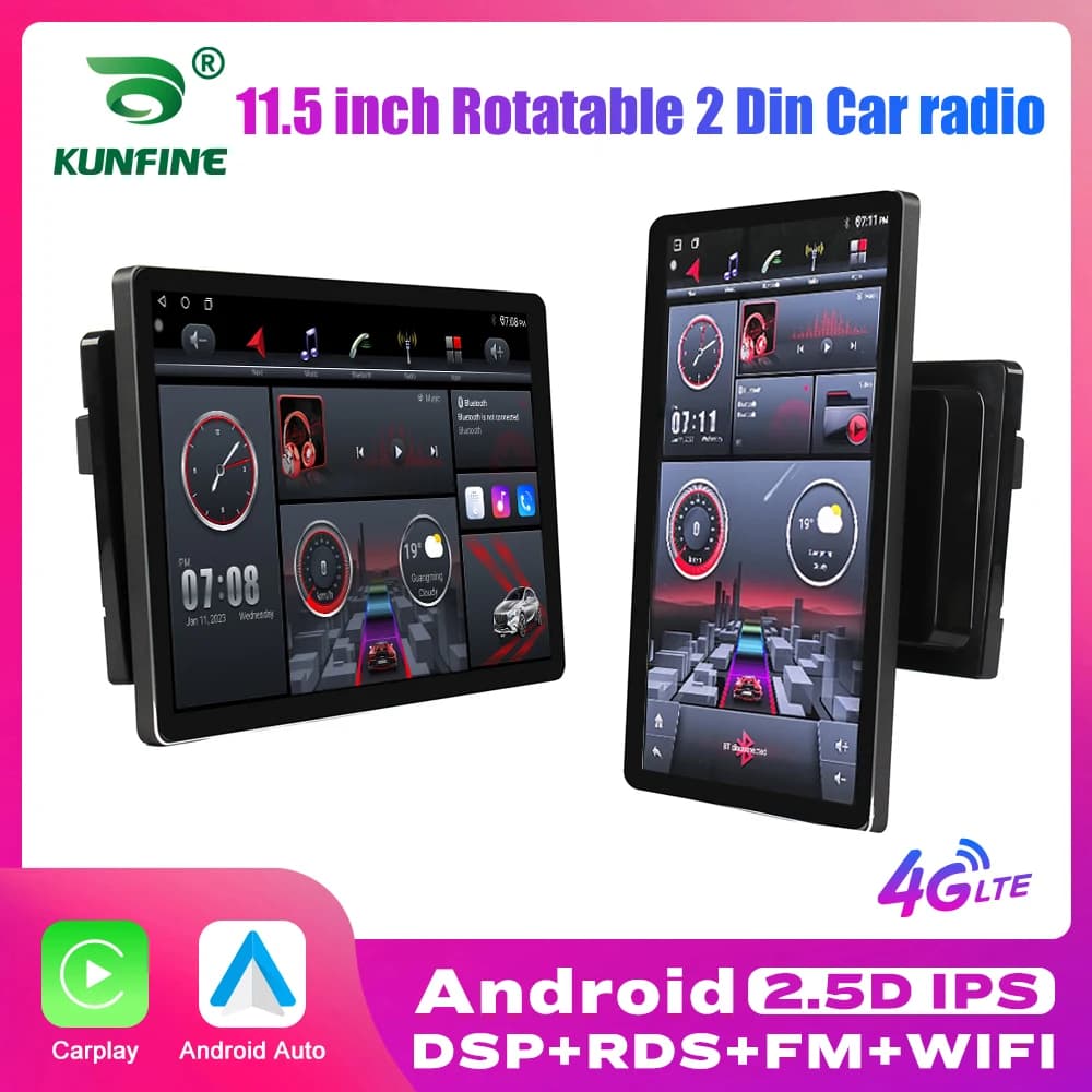 Autoradio con schermo verticale ruotabile da 11,5 pollici 2 Din Lettore DVD multimediale Android Navigazione GPS Autoradio Carplay Android Auto