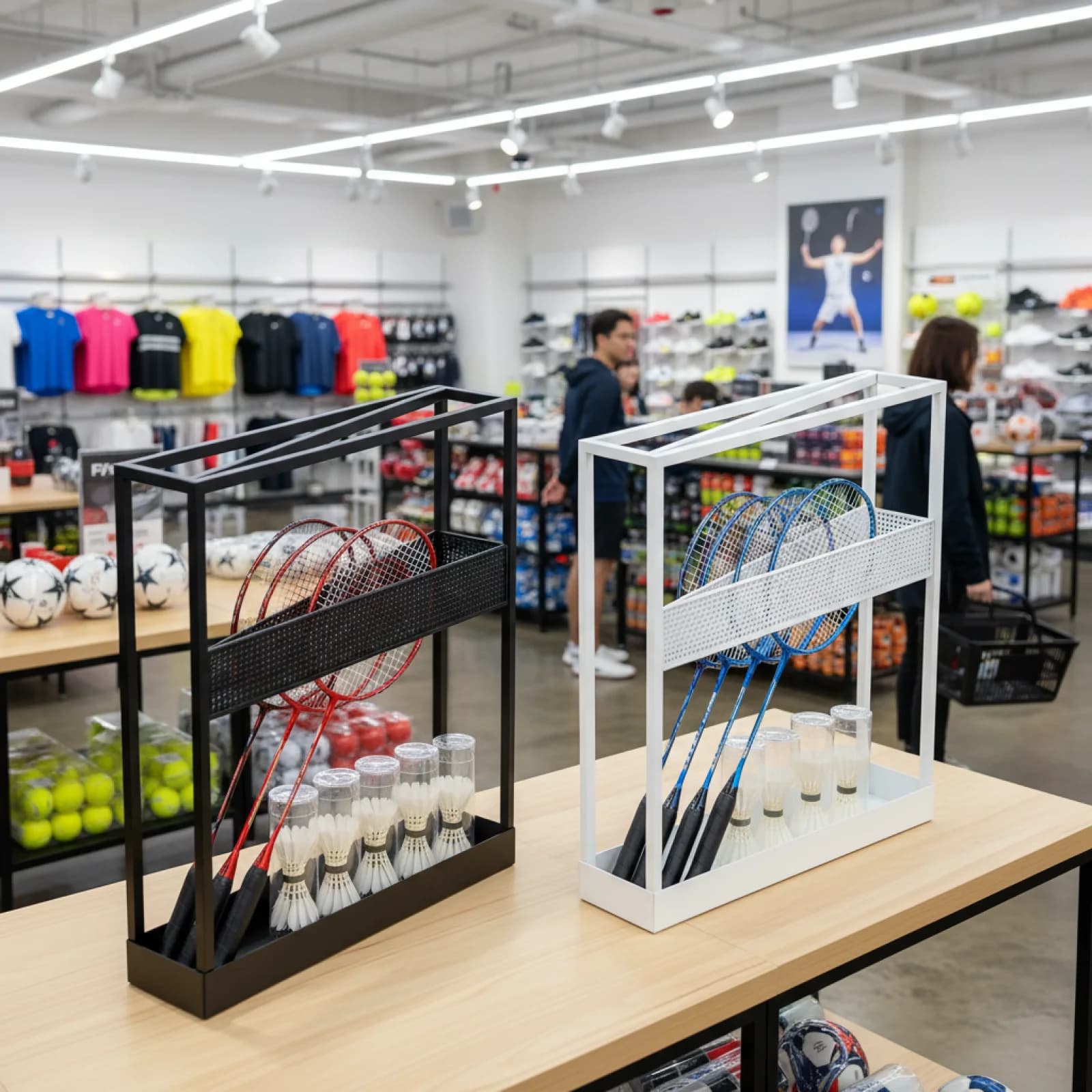 Portaracchette da tennis multiuso in ferro, stabile, facile da installare, organizer per attrezzature sportive per casa e stadio