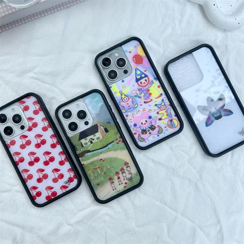 Wildflower 3D Girl Cherry Sweetheart for iPhone 16 15 14 13 12 17 Pro Max 16 Plus 15 WF Nara Smith x Happy Part Cartoon Cover