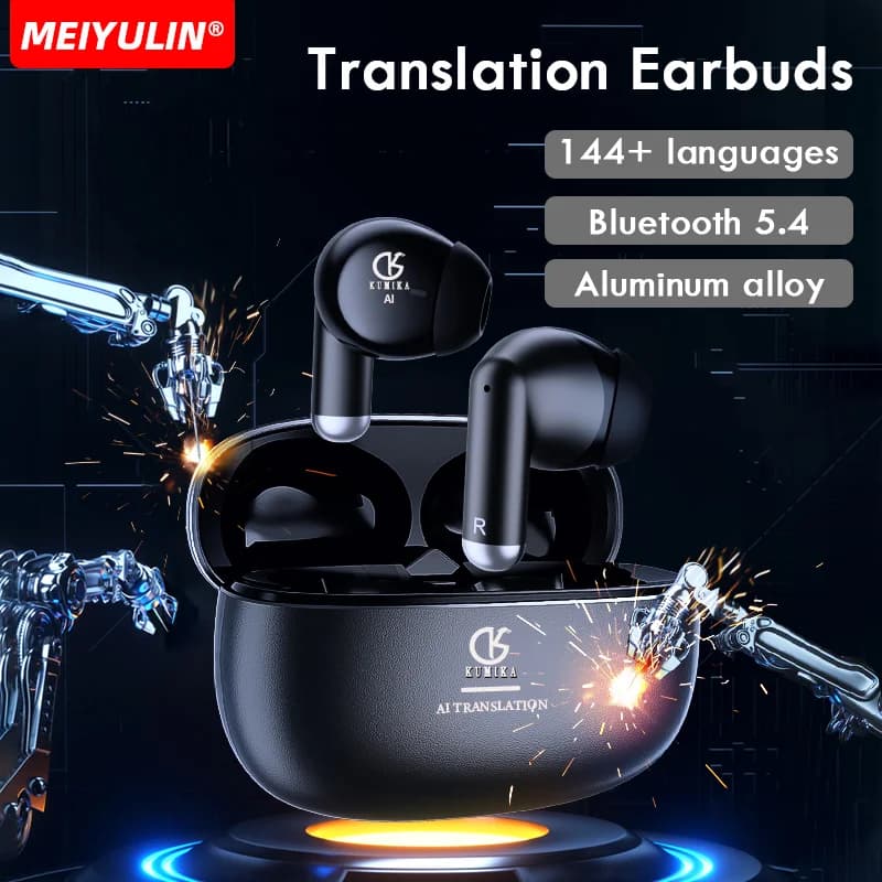 Bluetooth earphones with real-time AI translation microphone Wireless headphones with touch control for Samsung Xiaomi travel