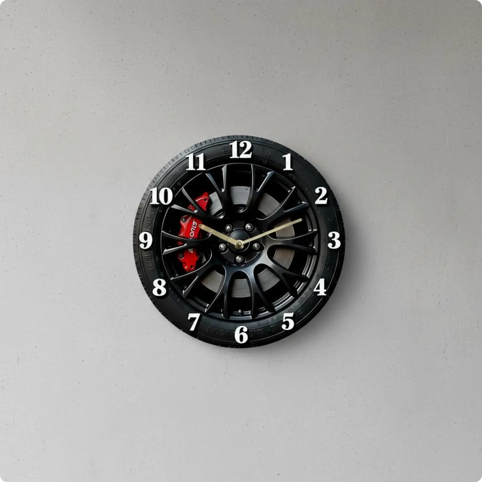 2D Car Wheel Wall Clock Modern Minimalist Design Car Wheel Wall Clock Easy to Hang Timepiece for Auto Fans, Garage, Man Cave, Wo
