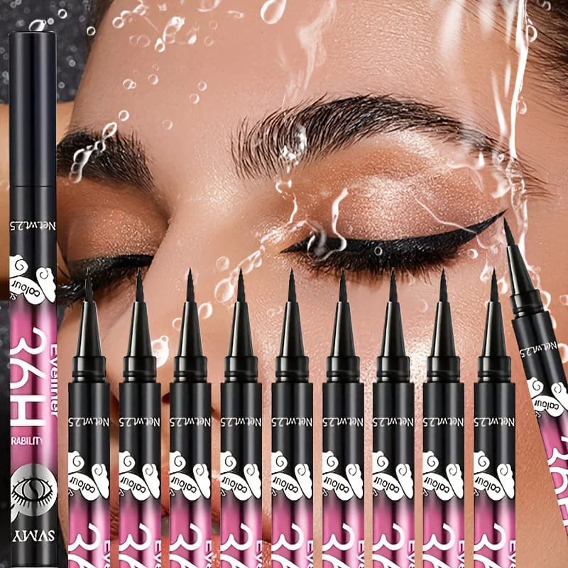 5/10pcs Black waterproof and sweat-proof eyeliner pencil set, long-lasting and non-smudging beginners perfect gift for beginners