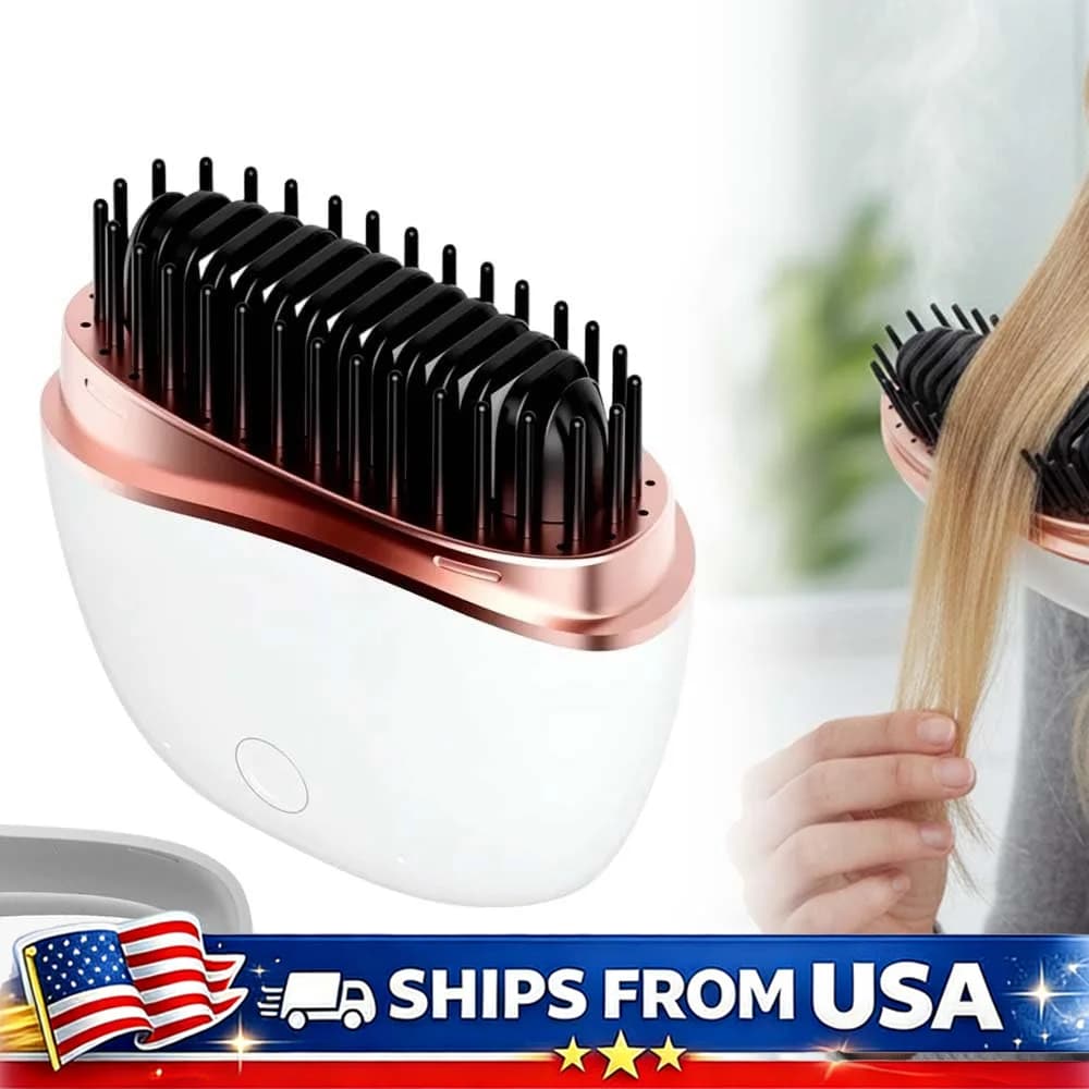 Mini Brush Rechargeable Wire-Free Wiper, Portable Heater Combs, Quick Heating, 3 Temperature Levels, Travel Styling Tool, USB Charging