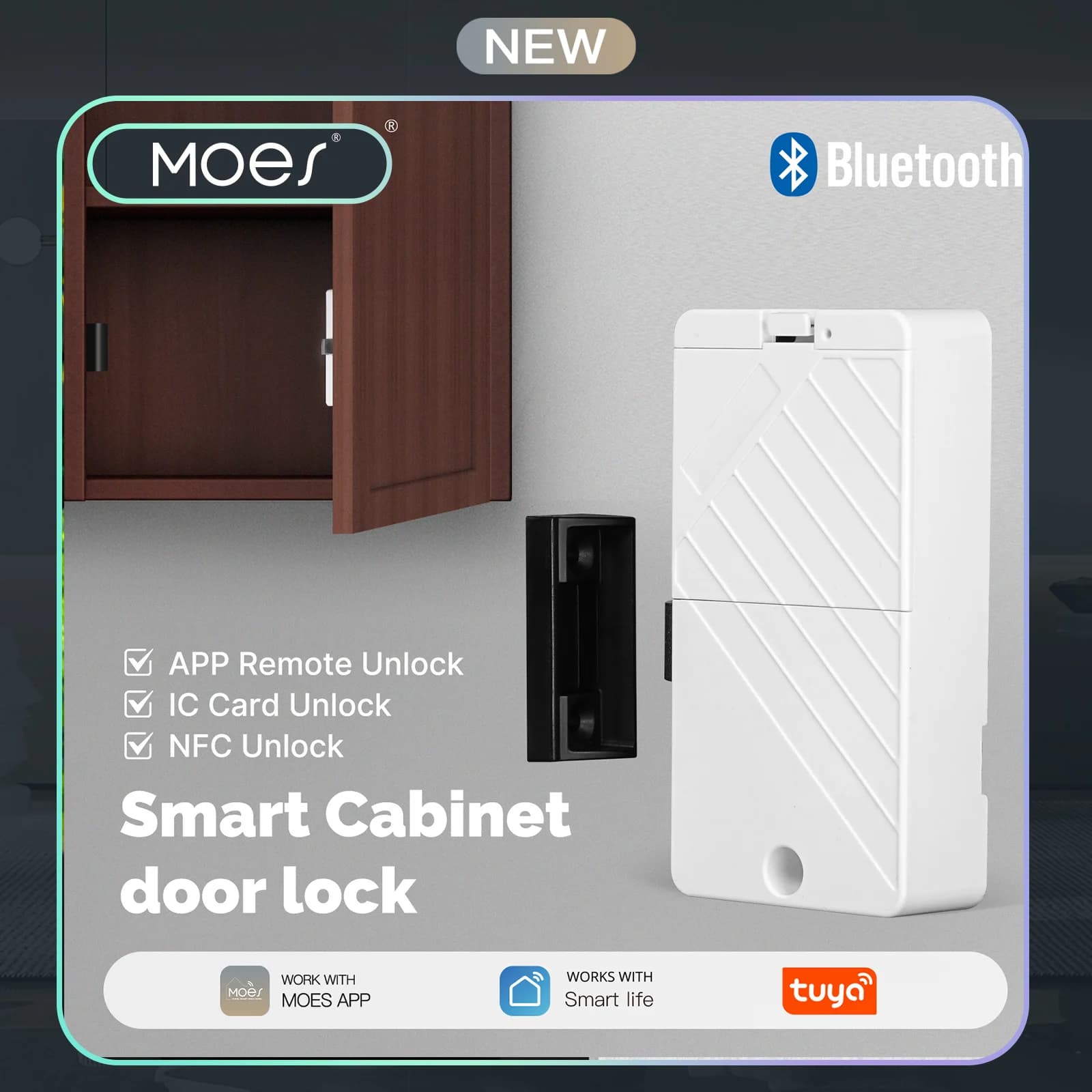 MOES Tuya Smart Lock Bluetooth Keyless Entry con scheda IC e controllo APP Avvisi in tempo reale per armadietto con porta in legno