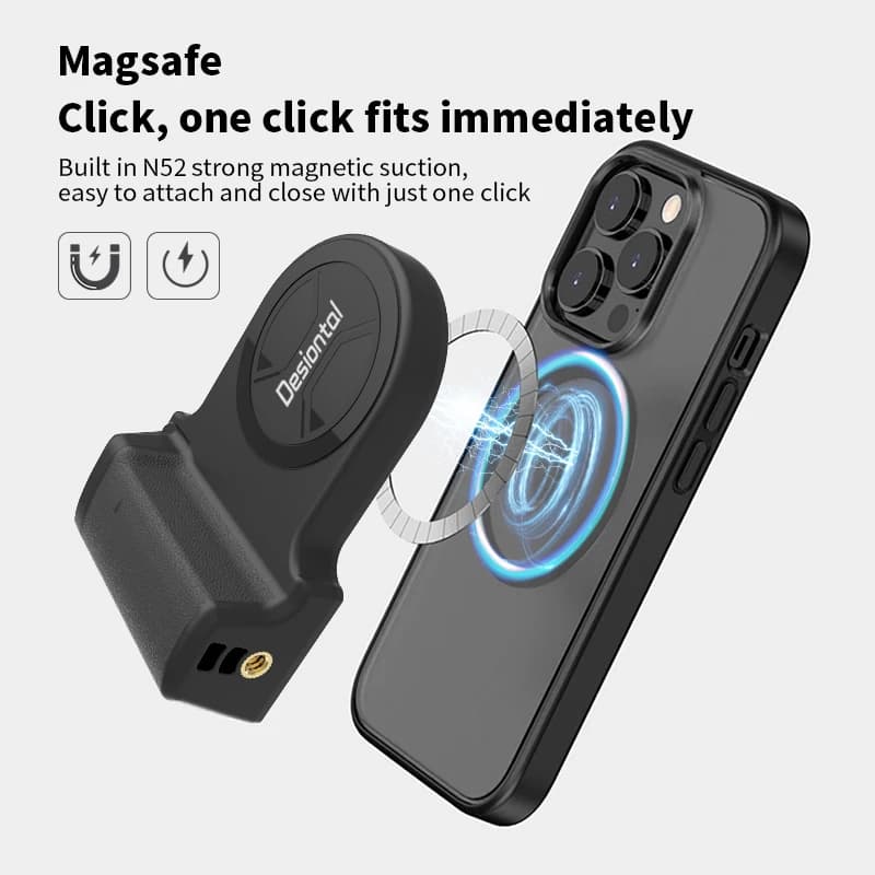 Magnetic phone camera handle with remote control for wireless shutter, Bluetooth bracket for Magsafe camera handle for Android iPhone phone