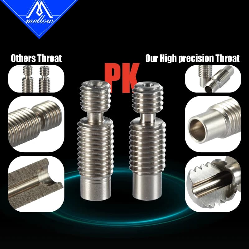 Mellow 1 Pz Super Liscio Heat Break V6 Thorat Per V6 Ugello Hotend Vocano Riscaldatore Blocco 1.75mm Filamento Accessori Per Stampanti 3D