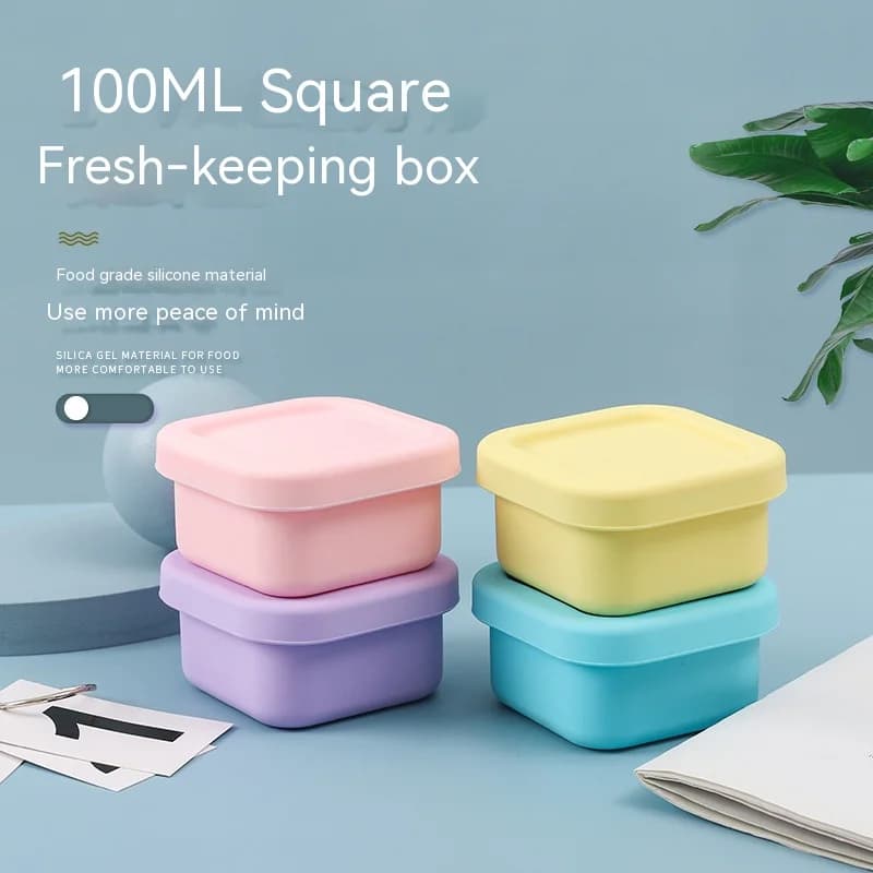 Contenitore per Pranzo in Silicone Sigillato per Bambini, Adatto al Microonde, Stampo per Cubetti di Ghiaccio, Scatola Bento per Snack Estivi con Scomparti
