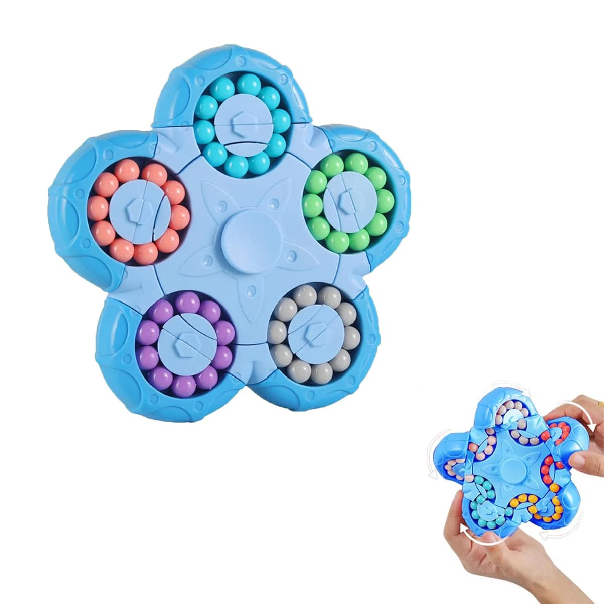 Magic Bean Puzzle Toy, Magic Bean Rotating Cube gioco da tavolo Toy, Rotating Finger Cube Fiddle Fidget Toys, regalo di compleanno per bambini