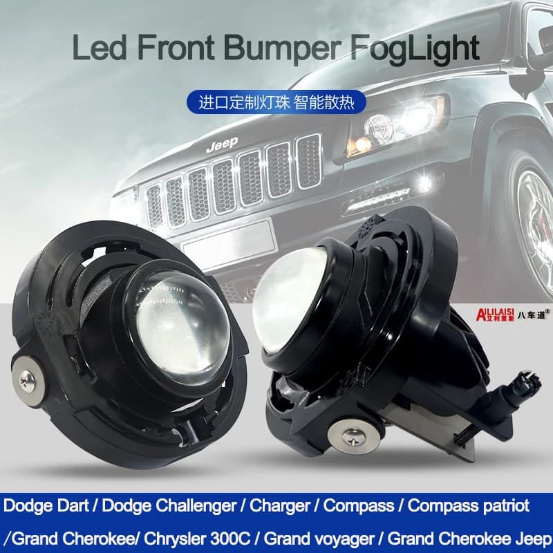 12V Auto Led Lente Bifocali Lampada Della Nebbia Per Dodge Dart Caricatore Bussola Jeep Challenger Grand Cherokee Chrysler300C Aggiornamento Retrofitted