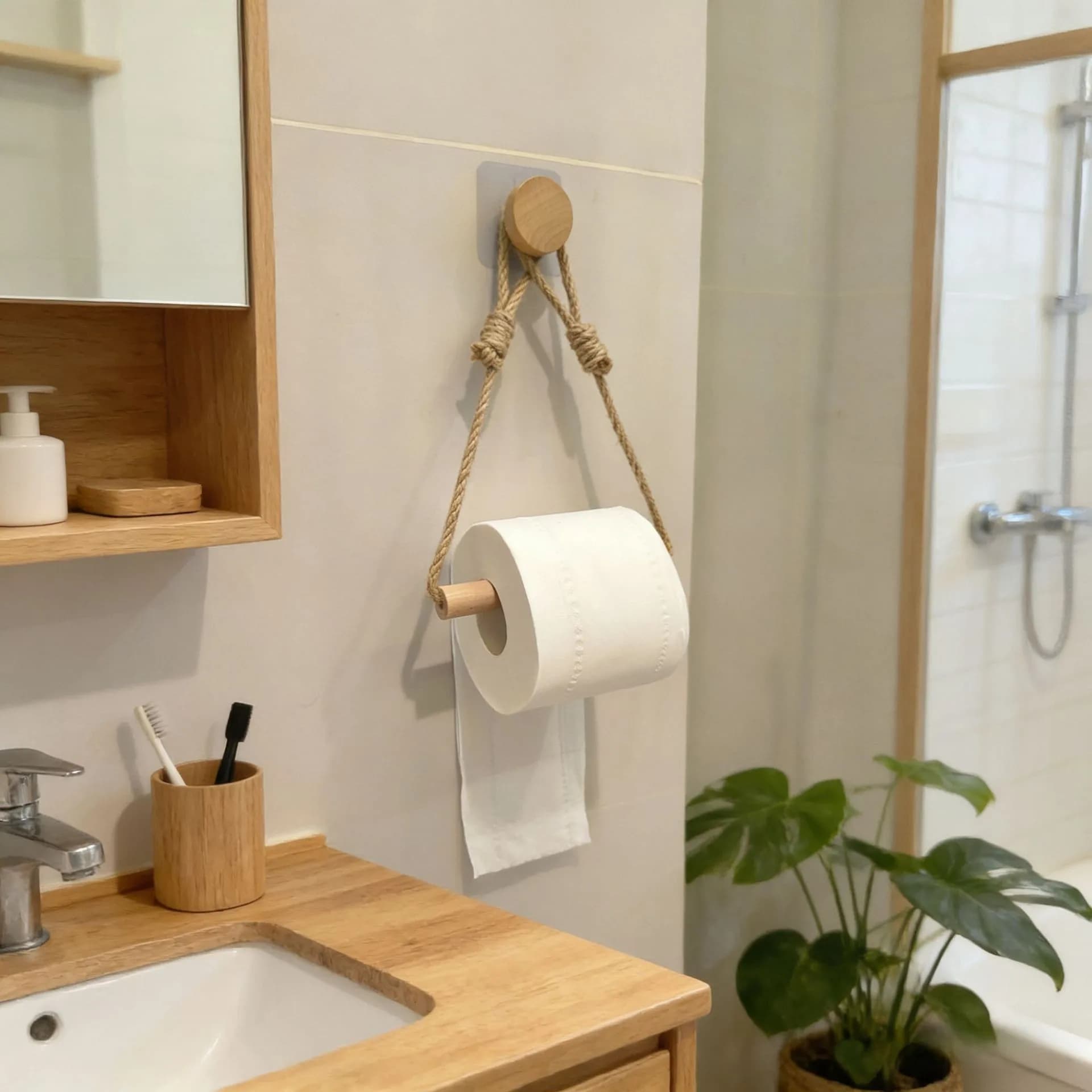 Toilet Paper Holder Wall Mounted WC Washroom Bathroom Accessories Wooden Rolling Paper Tissue Holder for Toilet Towel Rack
