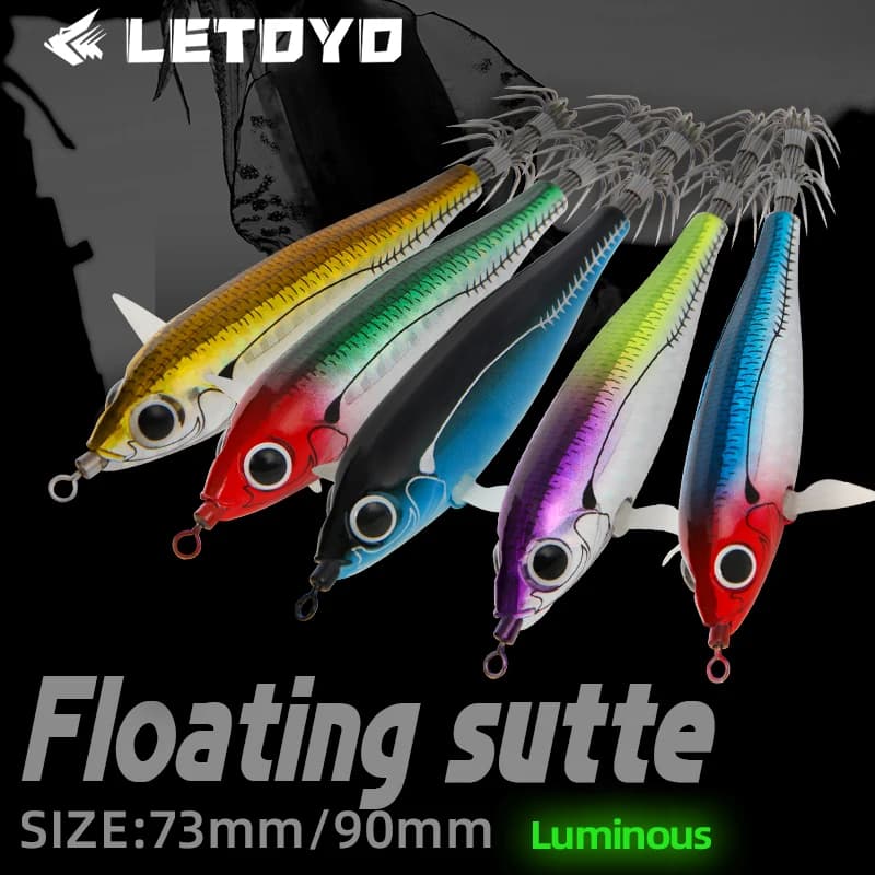 LETOYO Floating Sutte Luminous Calamari Richiamo Artificial bait Glow Squid Jig Richiamo Duro Seppie Webfoot Polpo Mare Rectangular Fishing