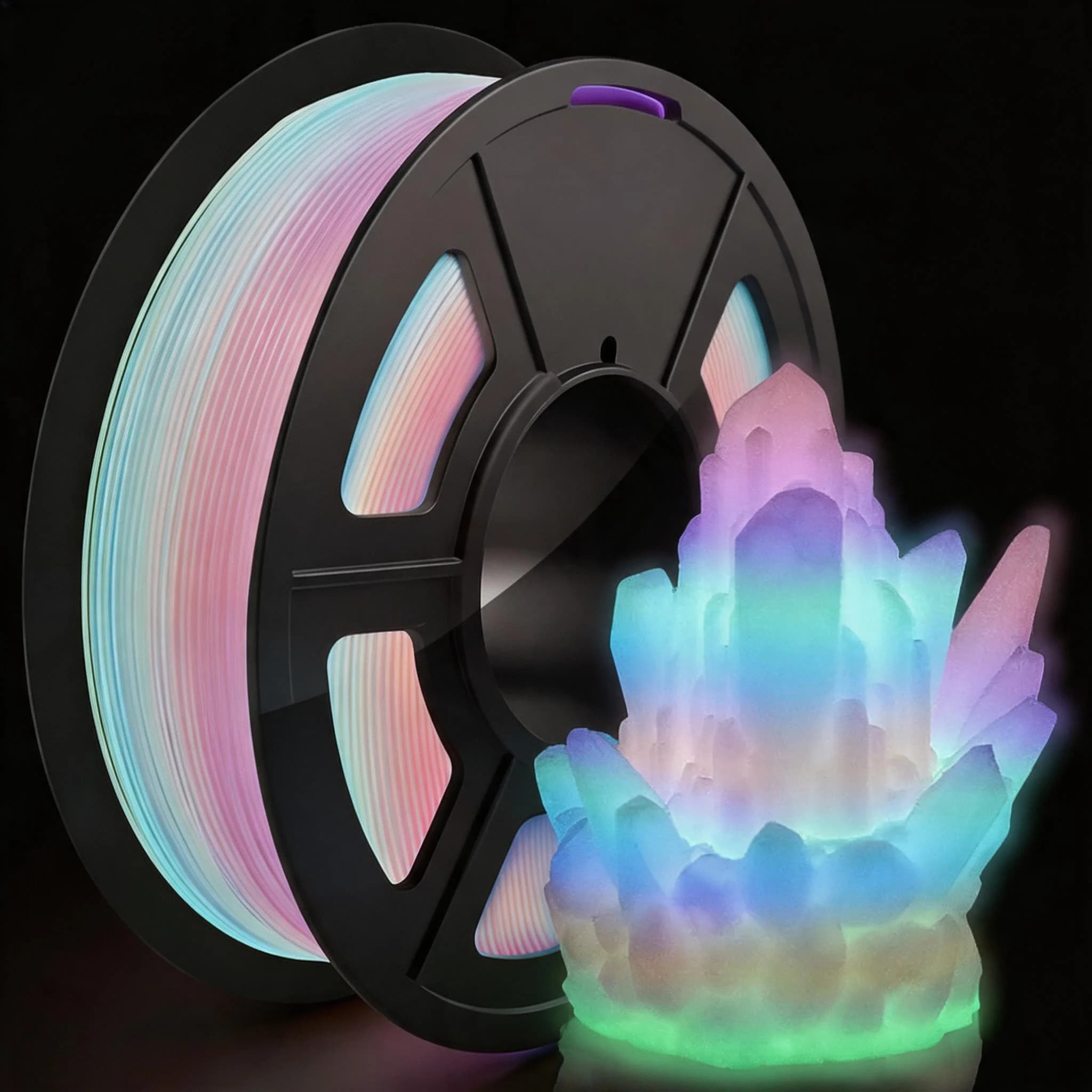 Filamento per Stampa 3D PLA Luminescente, Diametro 1,75mm, Bobina da 250g, Precisione Dimensionale +/- 0,03mm, Colore Graduale