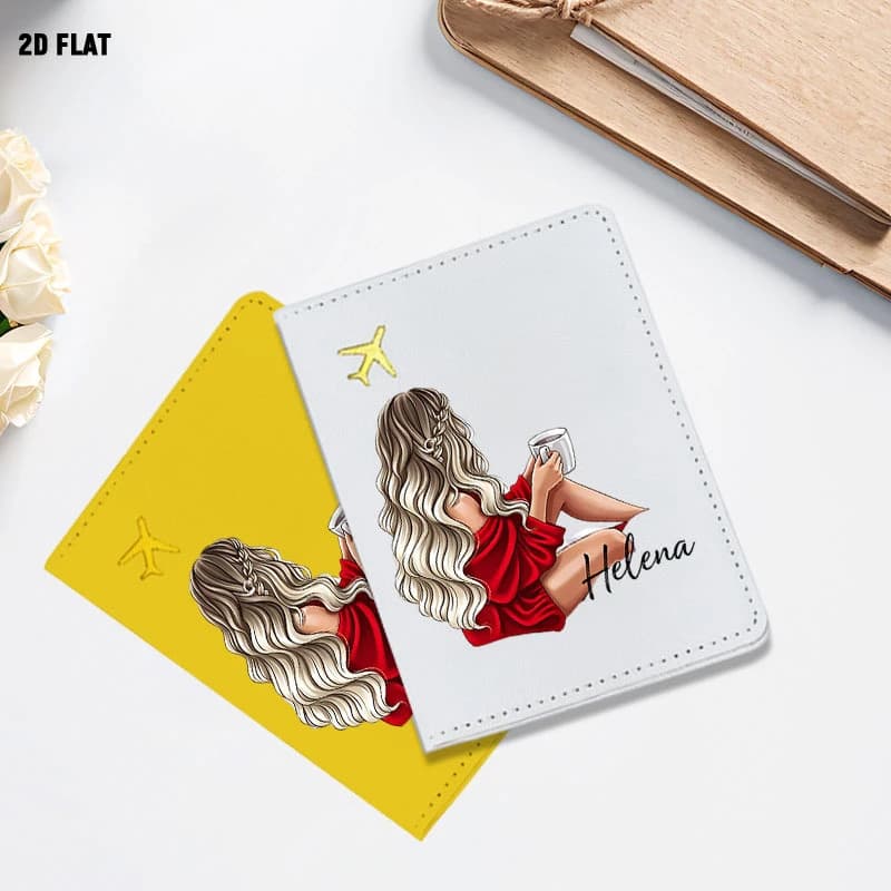 Personalized Girls Passport Holder with Custom Name/Initials - Travel Wallet Cover, Lightweight Open-Top Suitable for Women & Gi