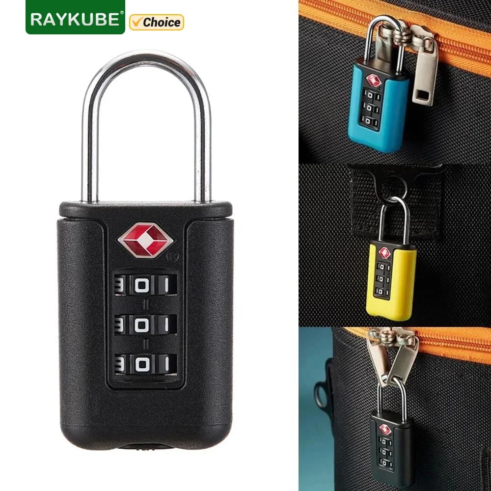 RAYKUBE Mini Customs portatile Lucchetto a combinazione a 3 cifre Password per bagagli digitali Serratura meccanica nera per scatola/armadio/cassetto