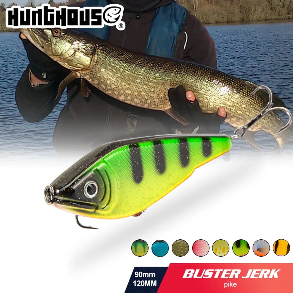Hunthouse LW518 Muskies Jerkbait Pike Fishing Lure Jerk VIB Musky Baits Wobblers ad affondamento lento per luccio Pesca Leurre Jerkbaits
