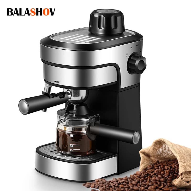 Macchina per caffè Espresso, macchina per caffè semiautomatica da 0,5 litri per la casa e il commercio, Latte e Cappuccino, spina per Latte da 800W
