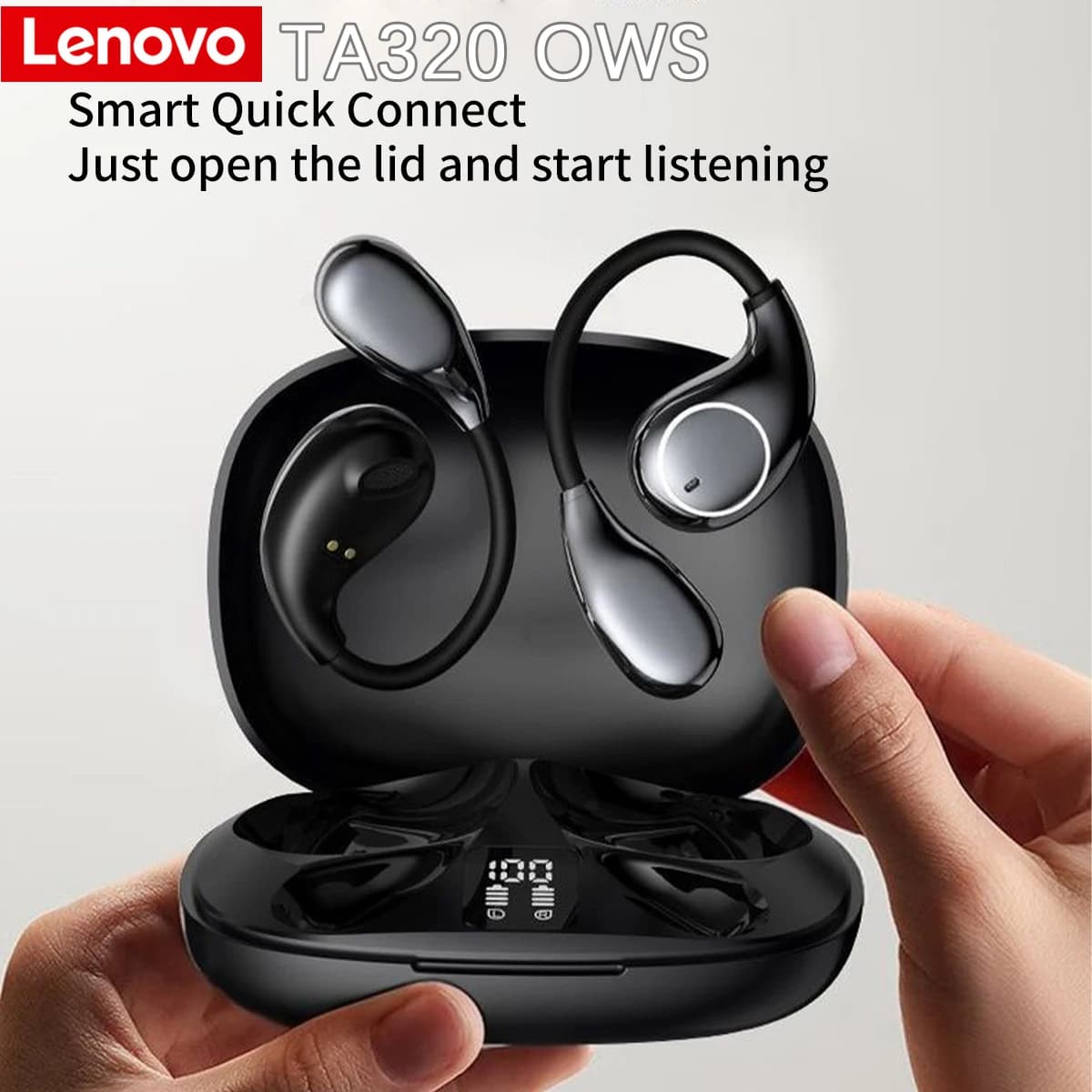 Lenovo TA320 OWS Bluetooth5.4 Wireless Earphones Long Battery Life HiFI Stereo Headphone Noise Cancelling Sport Headset With Mic