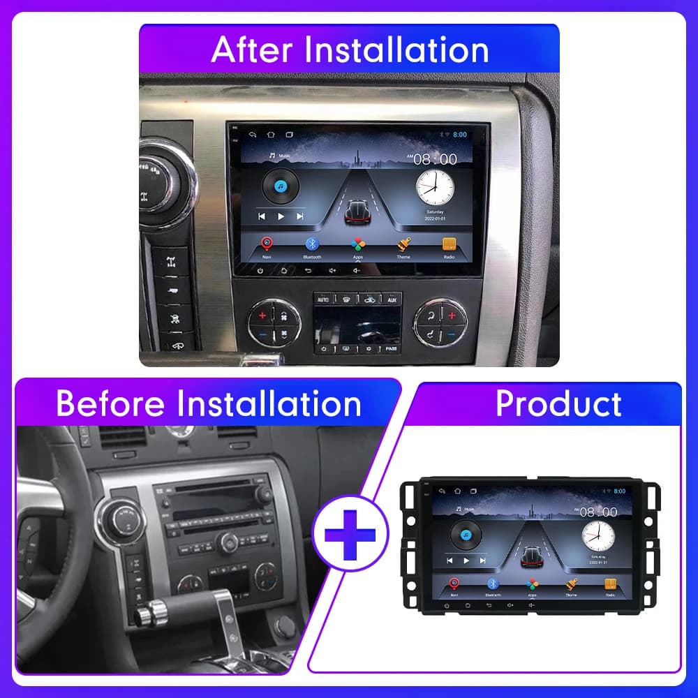 8 "2Din Android Auto Radio Stereo GPS Carplay Multimedia Video Autoradio Per Chevrolet Silverado Impala GMC Yukon Acadia Sierra
