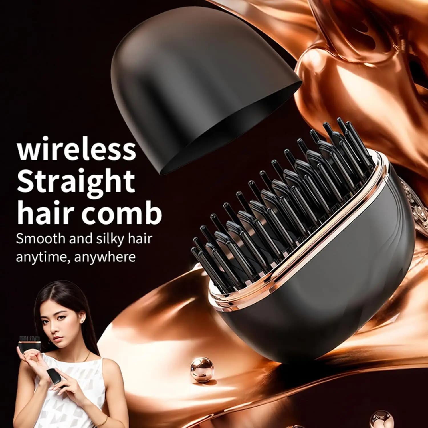 New mini brush to smooth the hair 3 temperature settings heated quickly brush to smooth the anti-swimming shell USB charging for Tra