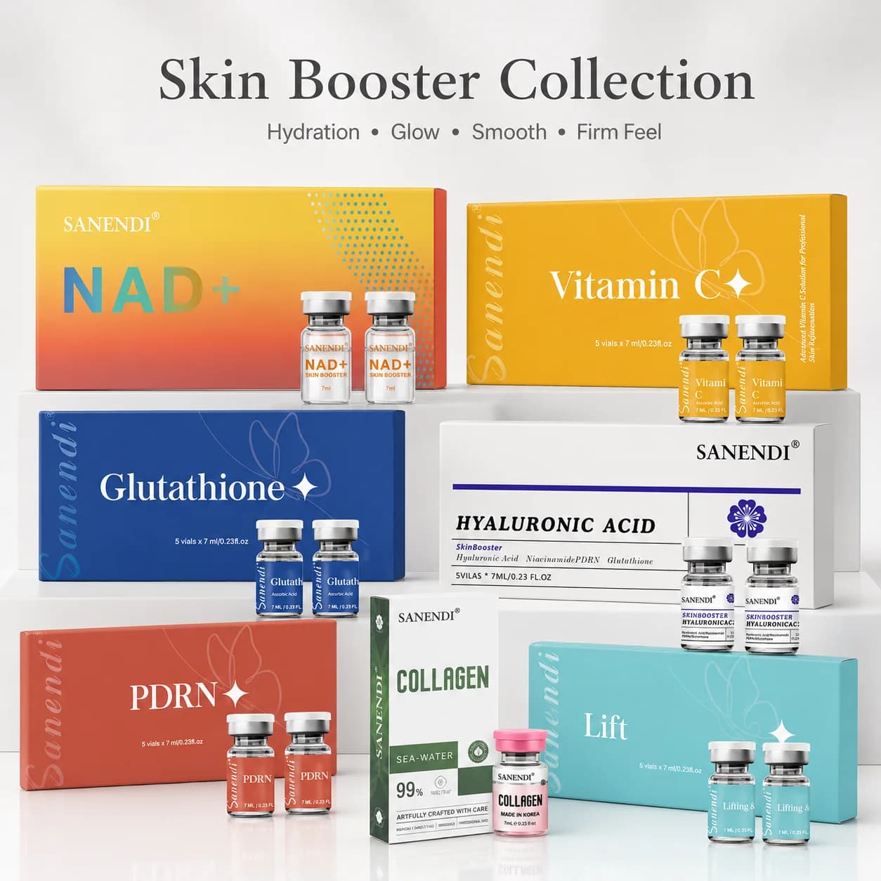 2026 Sanendi NAD+ Hyaluronic Acid Salmon DNA Serum Collagen Facial Essence Ampoule Korean Skin Care Set