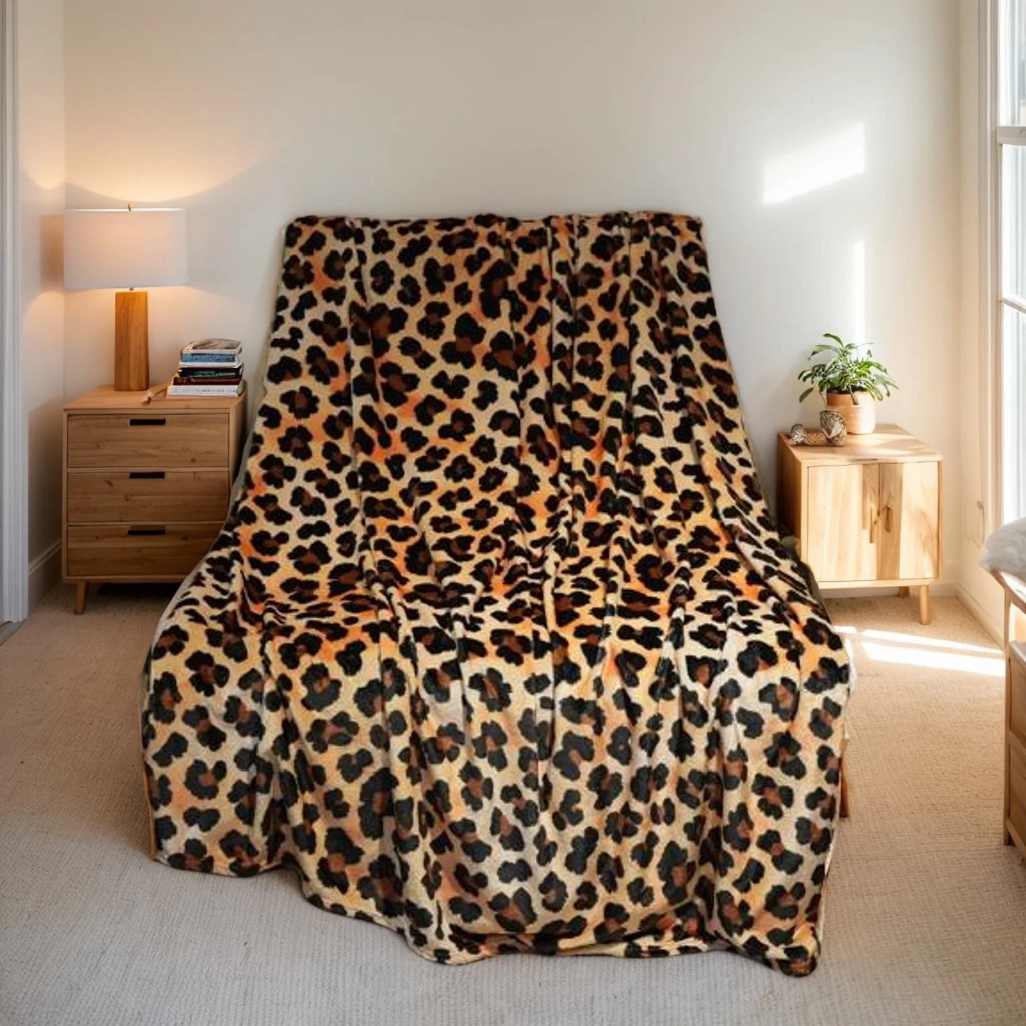 Coperta da tiro con motivo ghepardo – Coperta leggera e calda e sfocata per divano o letto, coperta in peluche per tutte le stagioni per donne o magliette