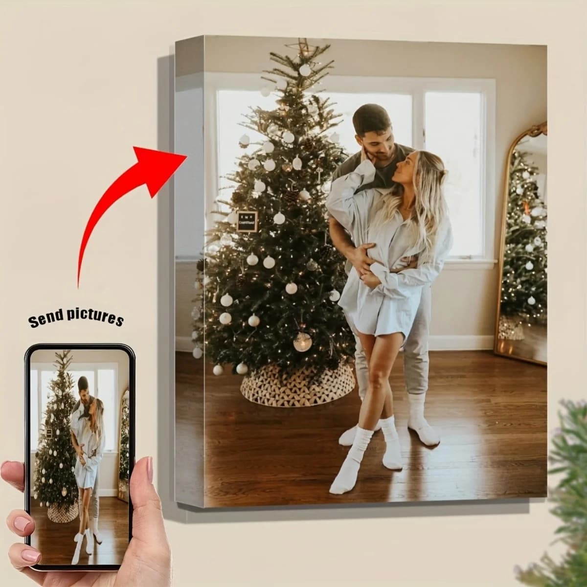 Una stampa su tela con foto di famiglia personalizzabile e incorniciata: squisitamente decorativa, elegante, affascinante, moderna e vivace; completamente personalizzabile
